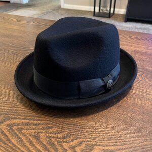 GOORIN BROS.  “DEAN THE BUTCHER” 100% wool Fedora, Black, Size MEDIUM